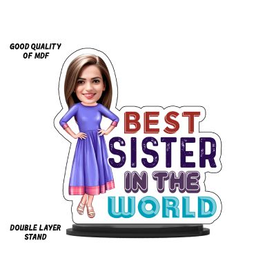 Personalized Caricature Photo Frame Best Gift For Birthday Gift for Brother, Sister Character Caricature Photo Frame Unique Design Gift for Raksha Bandhan (Best Sister In The World)